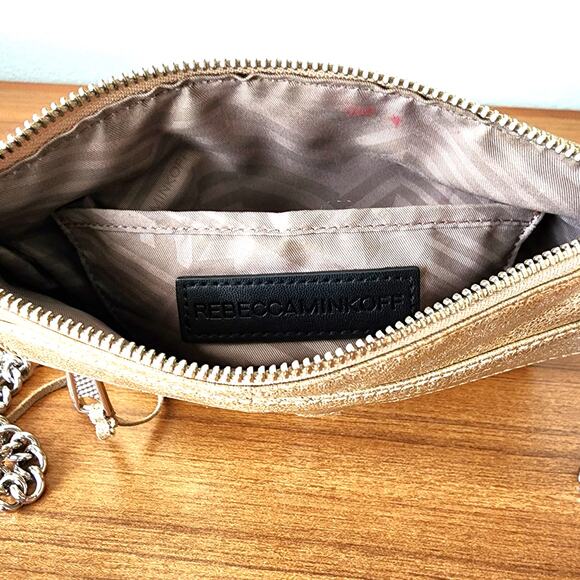 Rebecca Minkoff Mini M.A.C. Metallic Gold Crossbody Bag - Picture 7 of 13
